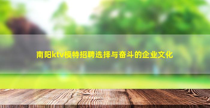 南阳ktv模特招聘选择与奋斗的企业文化
